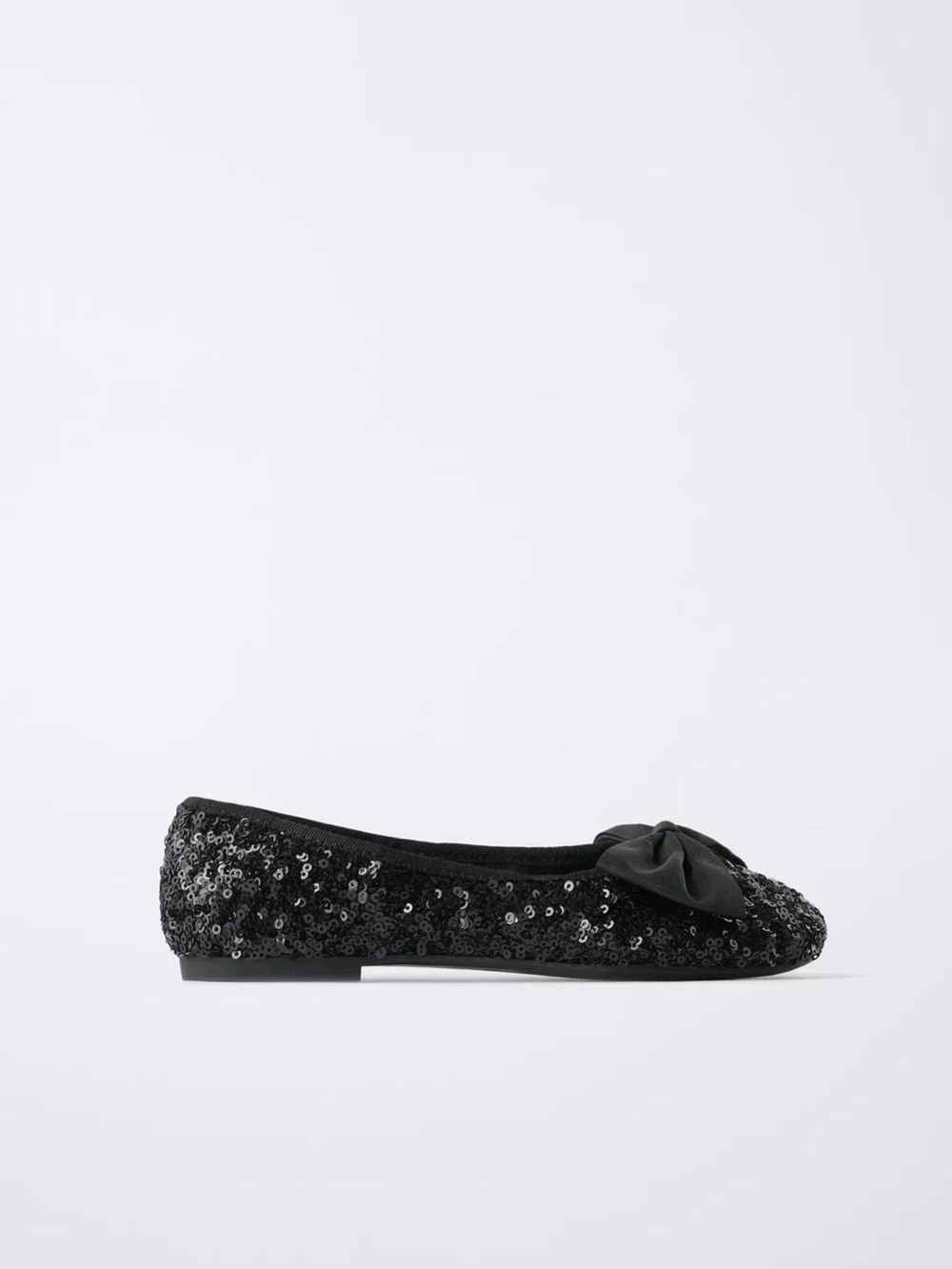 Zara Kids Sequin Bow Ballet Flat - Black US Big Kid 3.5